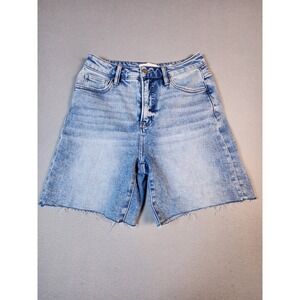 Risen Jeans Womens Light Wash High Rise Raw Hem Denim Shorts Size M New
